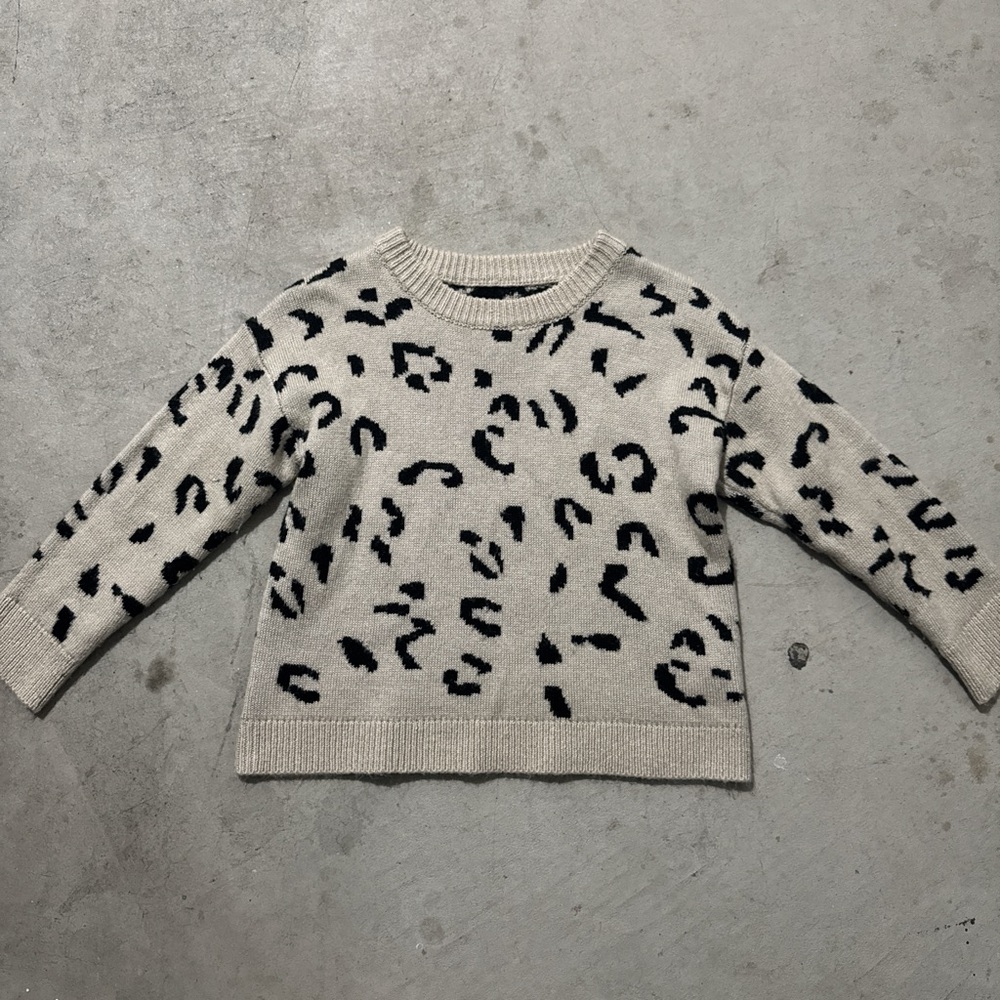Leopard Print Women's Sweater - Cream and Black
